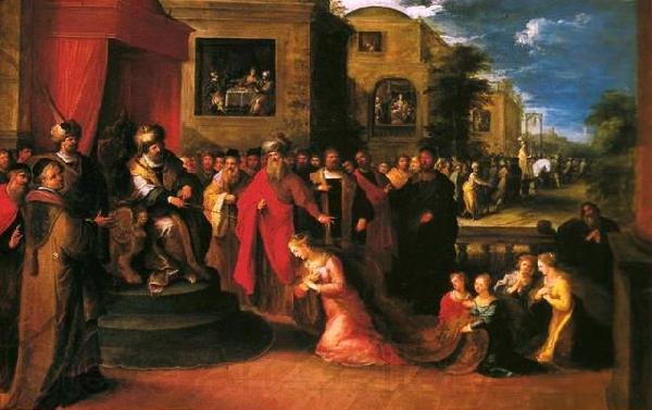 Frans Francken II Esther before Ahasuerus Spain oil painting art